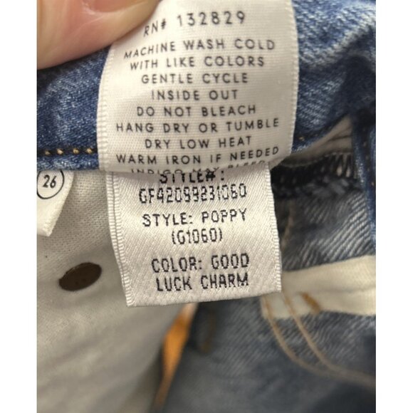 Grlfrnd Shorts Womens Blue Denim Cut Offs Poppy High Rise Distressed Size 26 - Picture 9 of 9